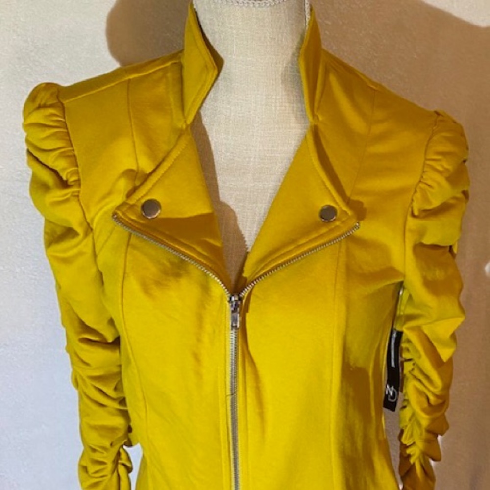 New Directions Yellow Blazer with Ruched Sleeves